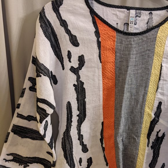 Khangura Mixed Linen Multi Color Women's Top S - Picture 3 of 6